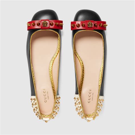 gucci leather heart ballet flat|Gucci flat shoes women's.